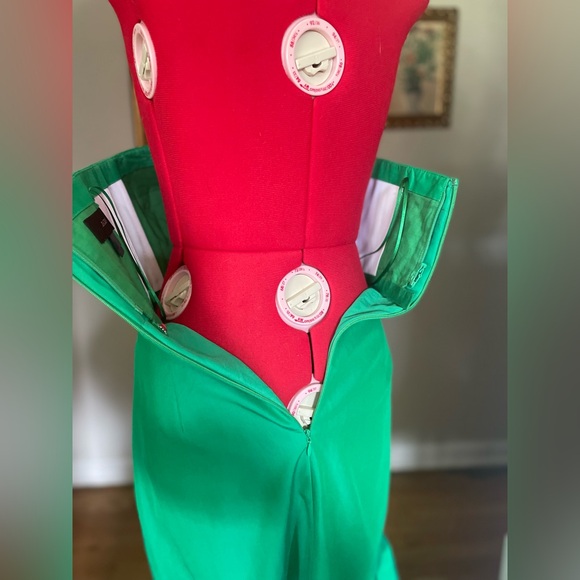 J. Crew Strapless Green Ruffle Hem Midi Party Dress Built in Corset - Picture 6 of 10